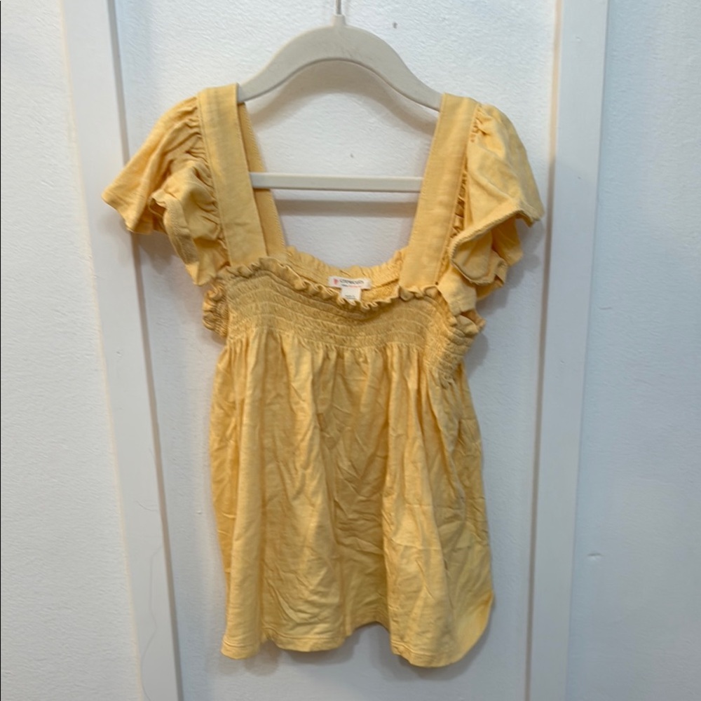 Yellow Ruffled Girl’s Crew Cuts Top